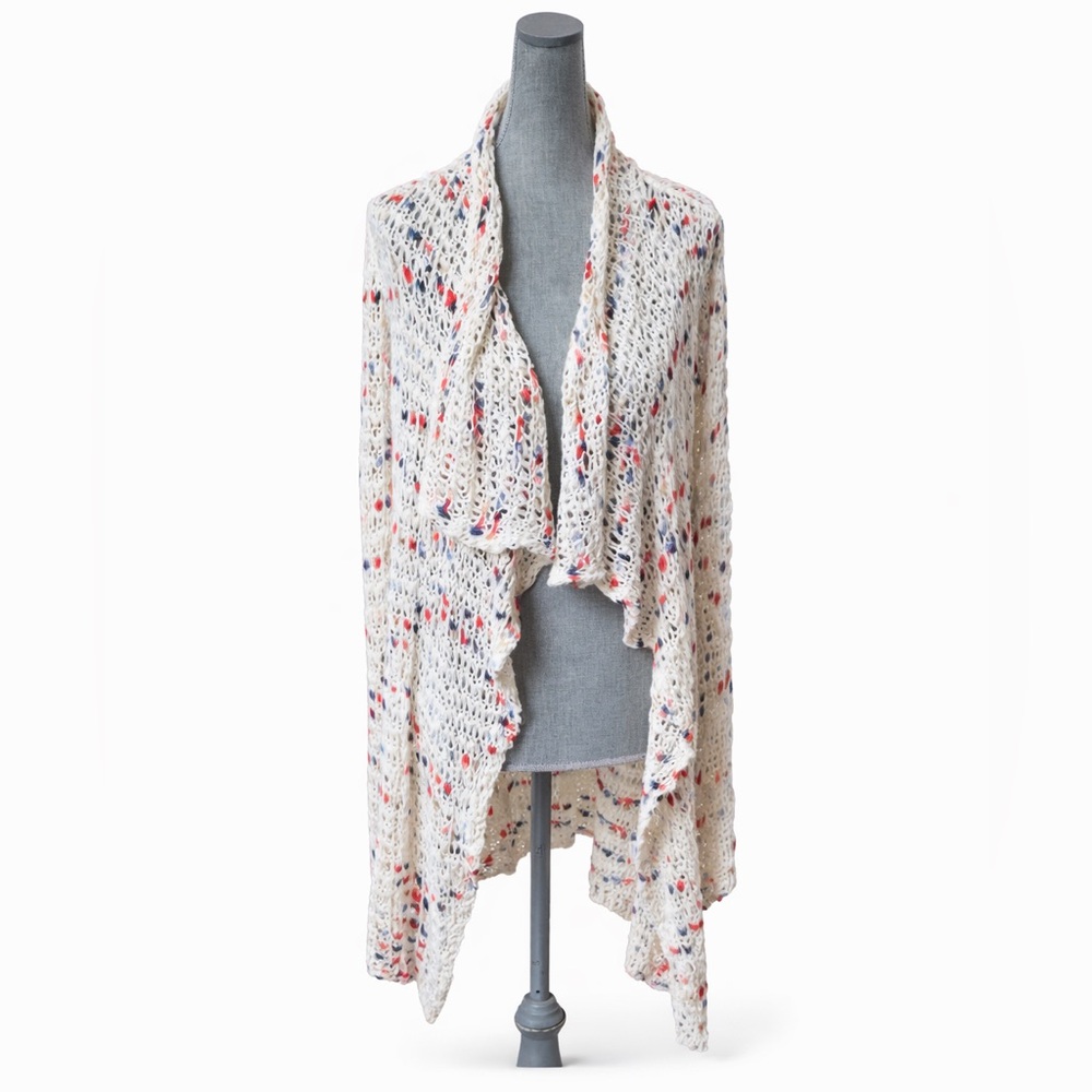 Nicole Sabbatini NWT Cream Multicolor Open Knit Duster L